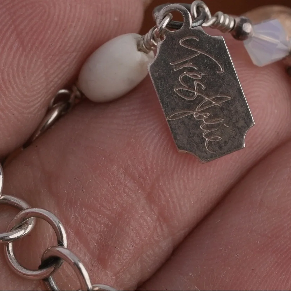 Tres Jolie, luxury vintage, necklace‎ white & silver A33